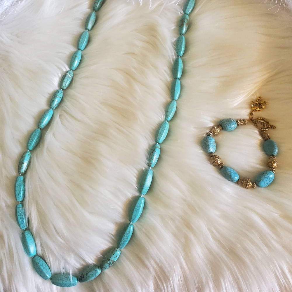 faux Turquiose stones Necklace & bracelet set